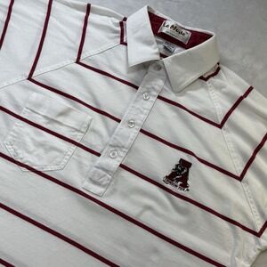 Vintage Alabama Crimson Tide Polo Shirt USA Made Striped Men's Medium 70s 80s